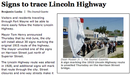 Lincoln Hwy sign dedication today in Fort Wayne | Lincoln Highway News
